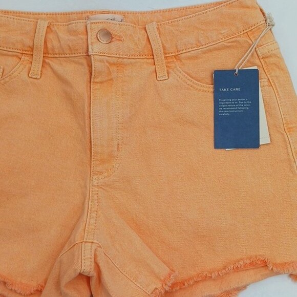 Universal Thread Denim Shorts Womens Orange Vintage Midi Cut Off Stretch - Picture 3 of 10